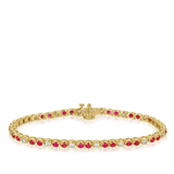 Diamond & Ruby Tennis Bracelet in 9ct Yellow Gold - Wallace Bishop