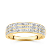 Diamond Baguette 3-tier Dress Ring in 9ct Yellow Gold TDW 0.28ct - Wallace Bishop