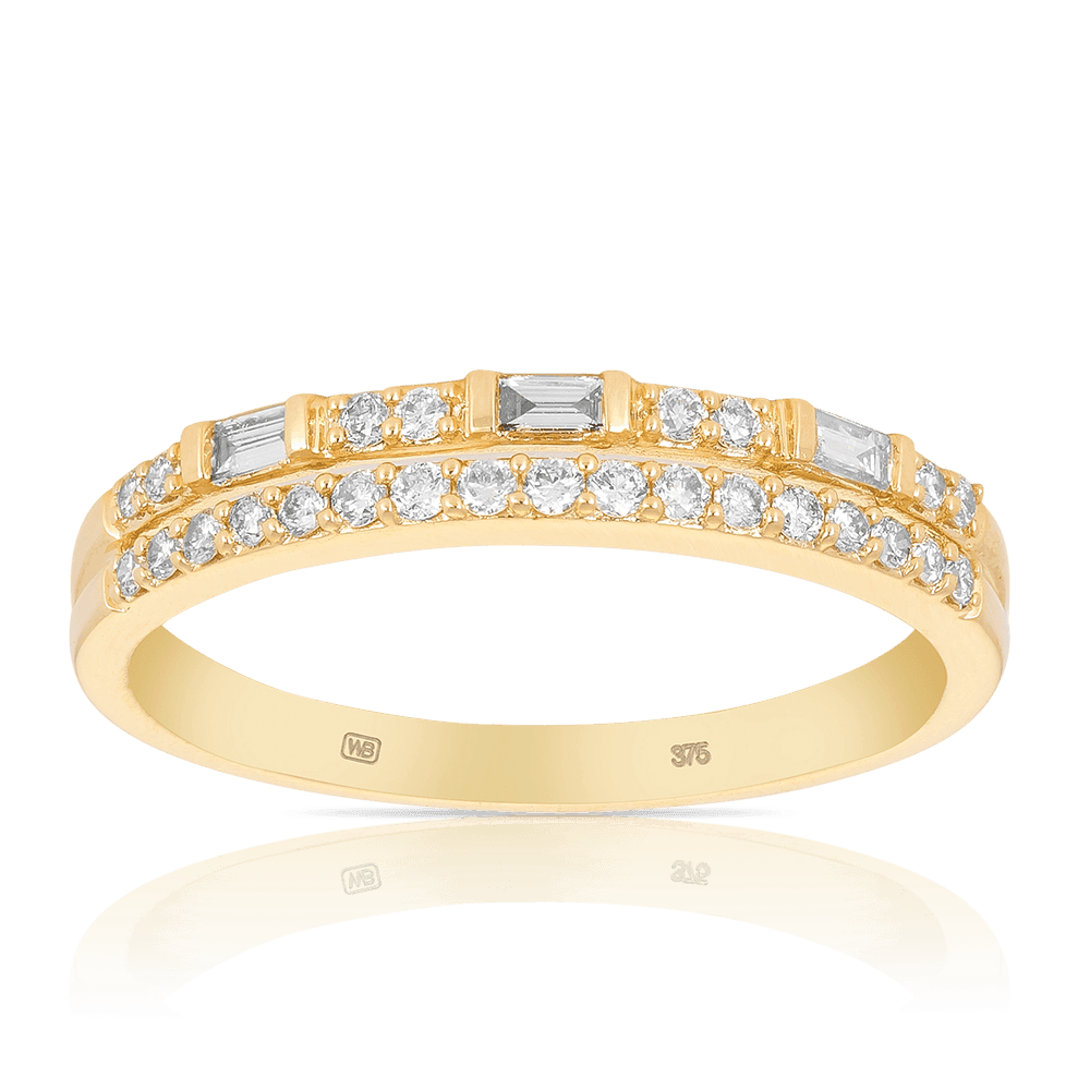 Diamond Baguette Dress Ring in 9ct Yellow Gold - Wallace Bishop