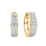 Diamond Baguette Huggie Earrings in 9ct Yellow Gold TDW 0.15ct - Wallace Bishop