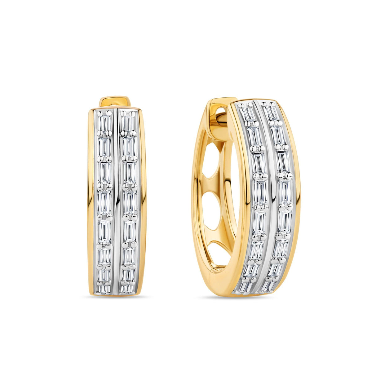 Diamond Baguette Huggie Earrings in 9ct Yellow Gold TDW 0.15ct - Wallace Bishop