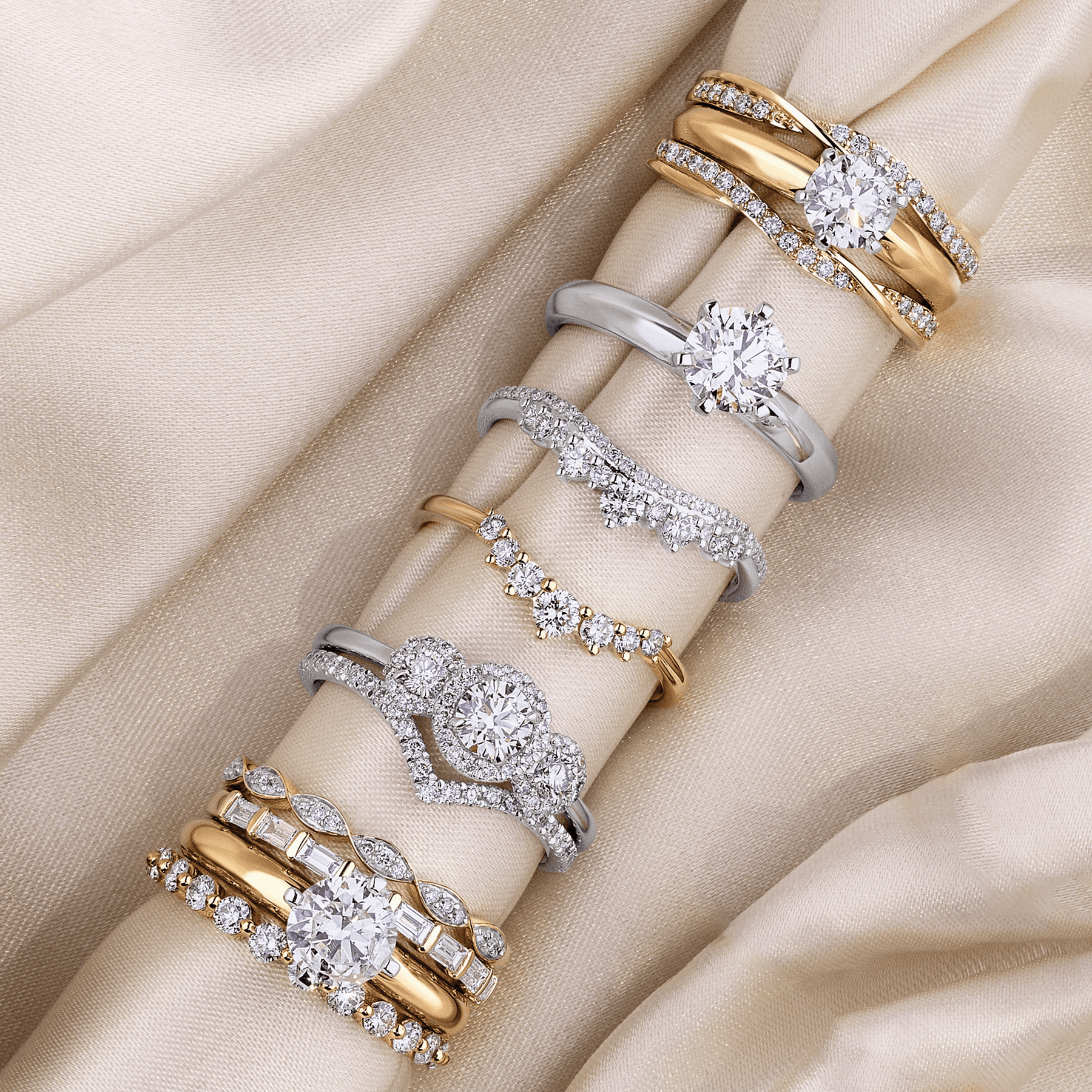 Baguette engagement ring online set