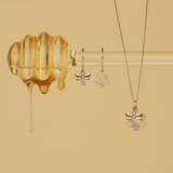 Diamond Bumble Bee & Honeycomb Pendant with Chain in 9ct Yellow Gold - Wallace Bishop