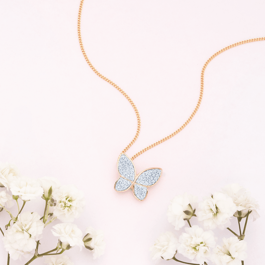 Mini Malachite Butterfly Necklace with Diamonds - KAMARIA