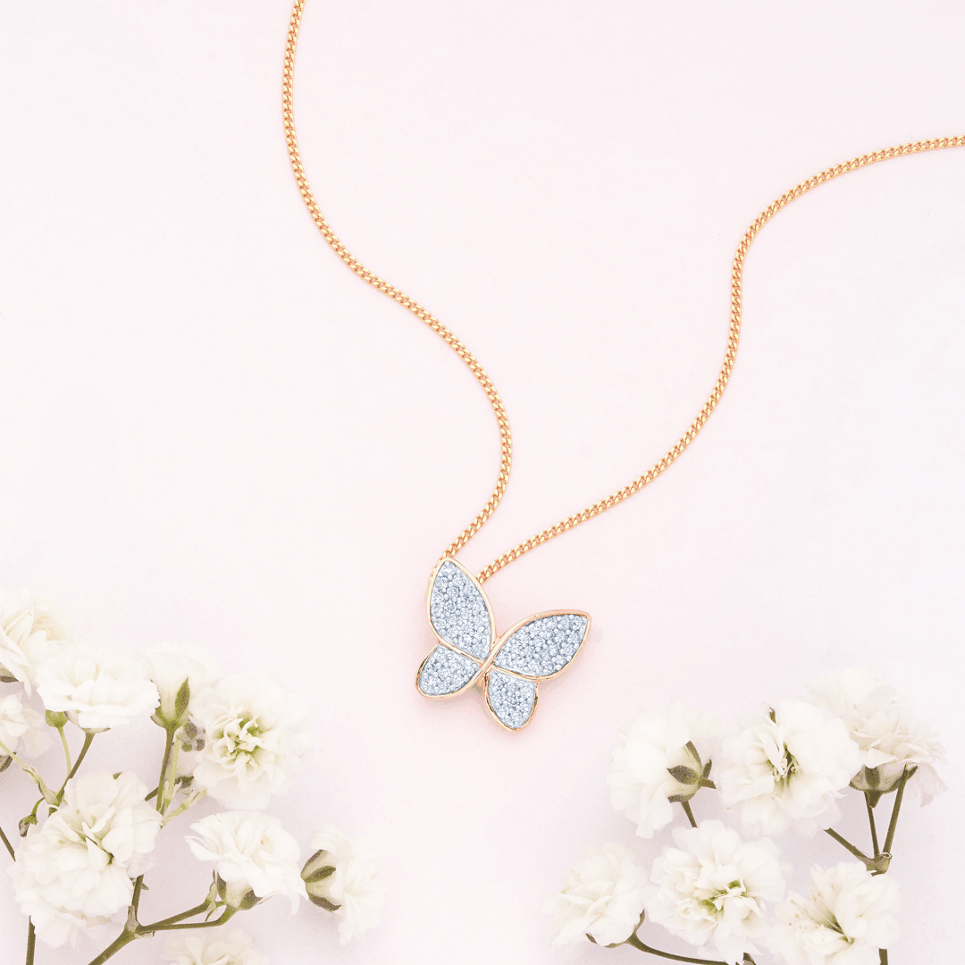 Rose gold online butterfly pendant