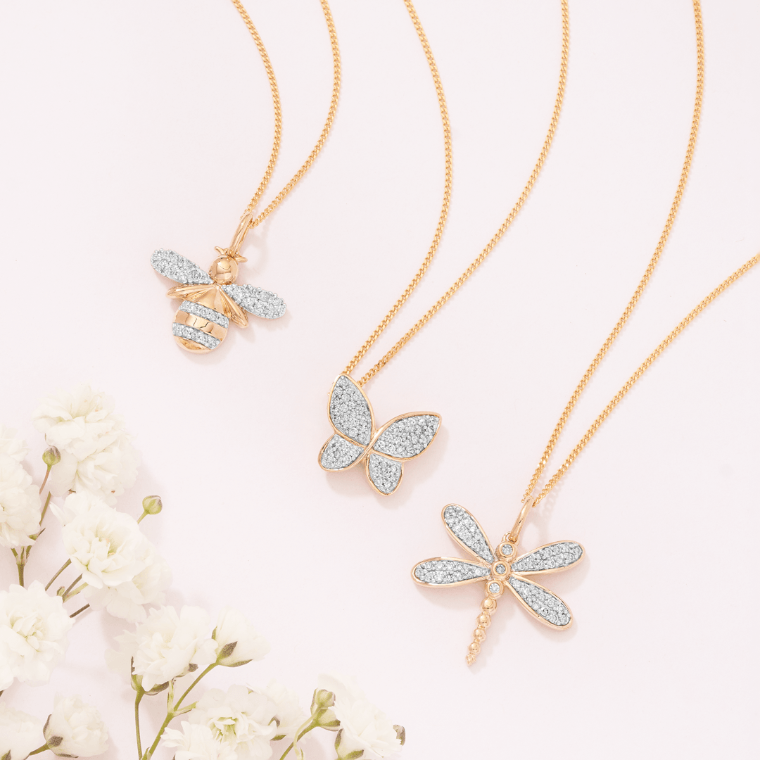 Gold and diamond butterfly necklace online