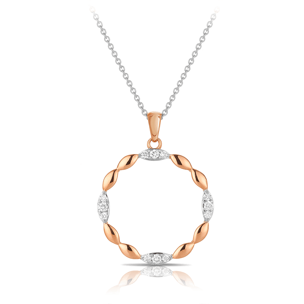 Diamond Circle Pendant in 9ct White and Rose Gold TGW 0.25ct - Wallace Bishop