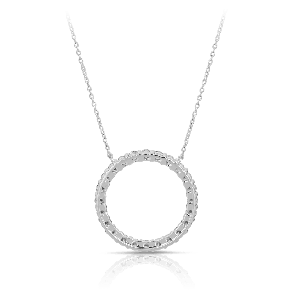 White gold circle online necklace