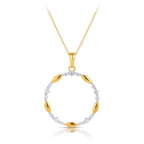 Diamond Circle Pendant in 9ct Yellow and White Gold - Wallace Bishop