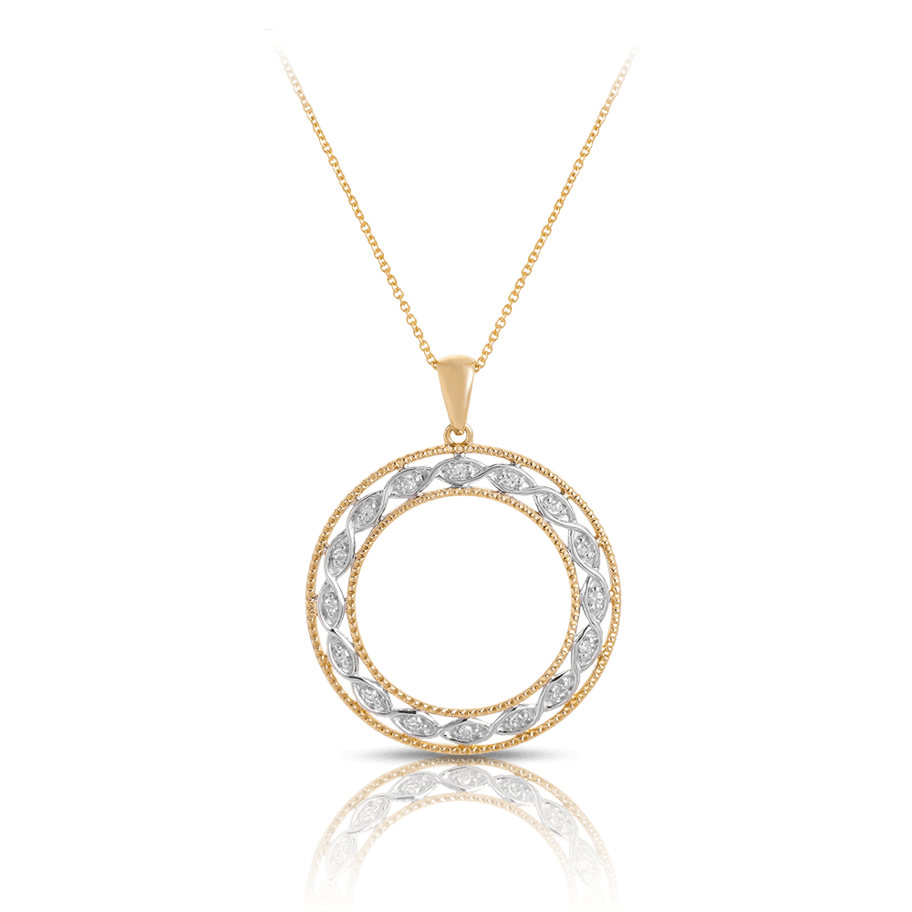 Diamond Circle Pendant in 9ct Yellow and White Gold - Wallace Bishop