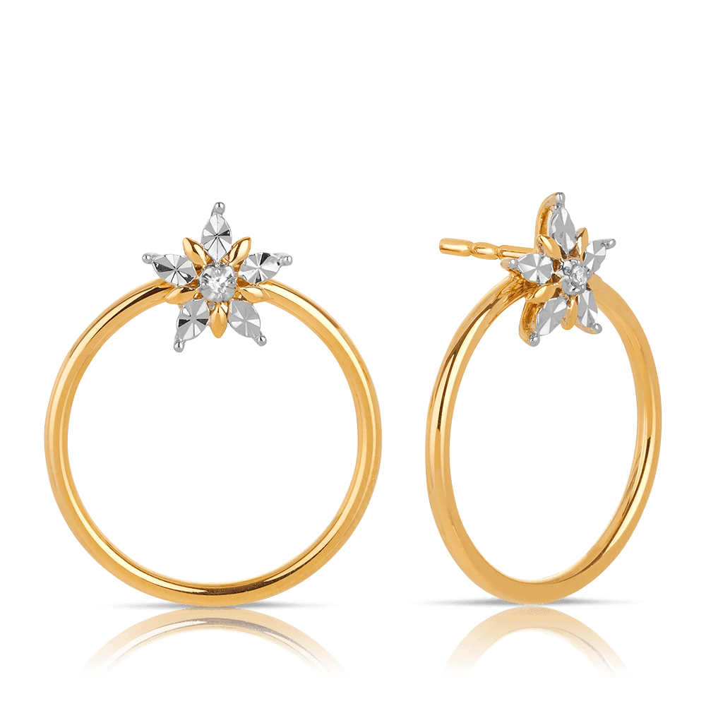 Diamond Circle Star Stud Earrings in 9ct Yellow Gold - Wallace Bishop