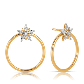 Diamond Circle Star Stud Earrings in 9ct Yellow Gold - Wallace Bishop