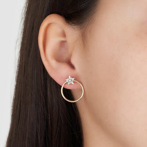 Diamond Circle Star Stud Earrings in 9ct Yellow Gold - Wallace Bishop