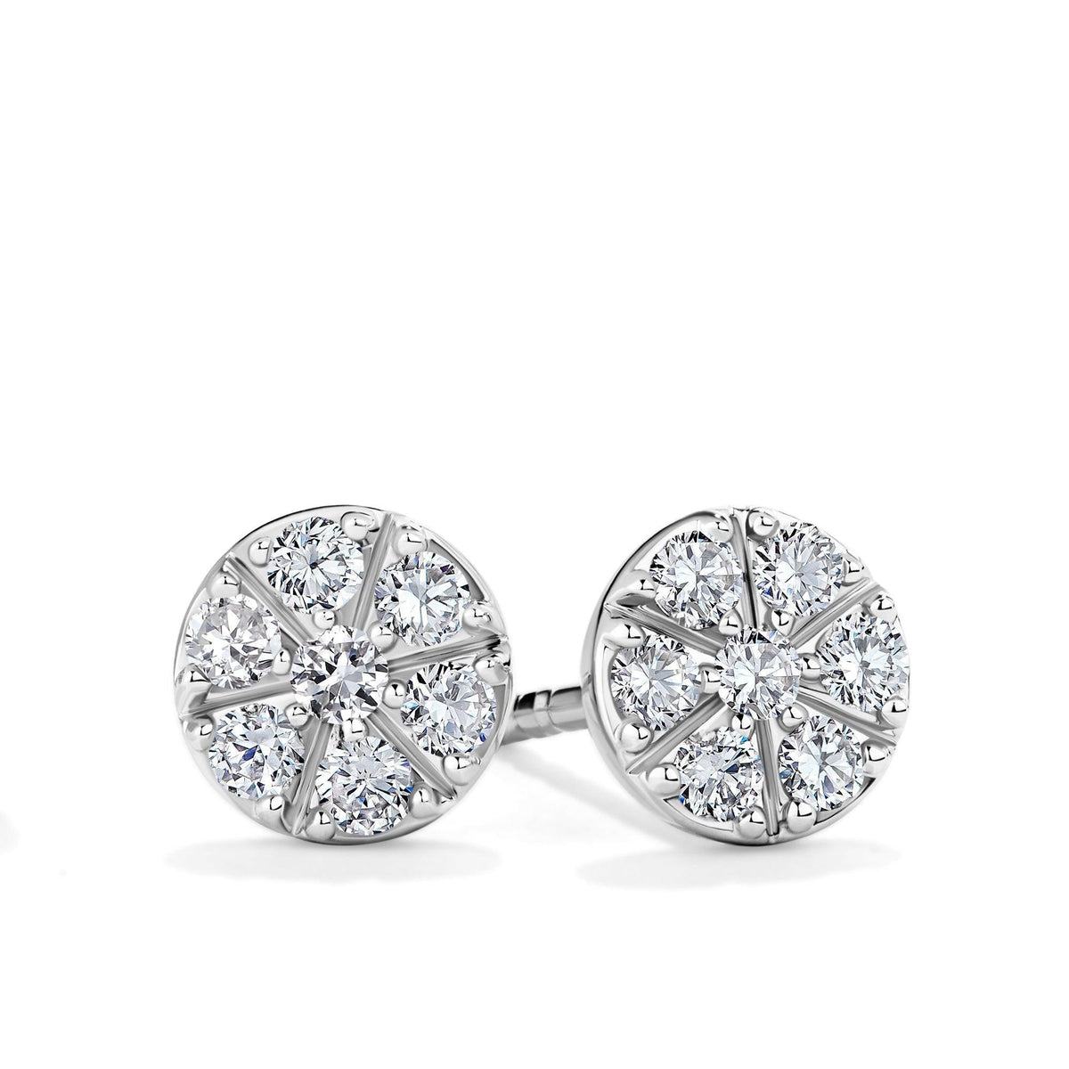 Diamond Circle Stud Earrings in 9ct White Gold - Wallace Bishop