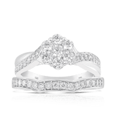 Diamond Cluster Bridal Ring in 9ct White Gold Ring - Wallace Bishop