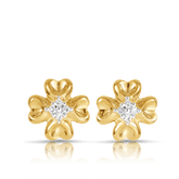 Diamond Cluster Clover Leaf Stud Earrings in 9ct Yellow Gold - Wallace Bishop