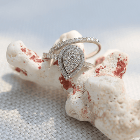Diamond Cluster Halo Engagement & Wedding Bridal Set Rings in 9ct White Gold - Wallace Bishop