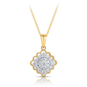 Diamond Cluster Pendant in 18ct Yellow & White Gold - Wallace Bishop