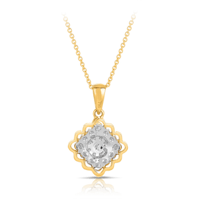 Diamond Cluster Pendant in 18ct Yellow & White Gold - Wallace Bishop