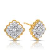 Diamond Cluster Stud Earrings in 18ct Yellow & White Gold - Wallace Bishop