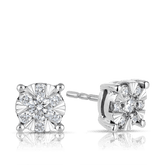 Diamond Cluster Stud Earrings in 9ct White Gold - Wallace Bishop