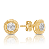 Diamond Cluster Stud Earrings in 9ct Yellow Gold - Wallace Bishop