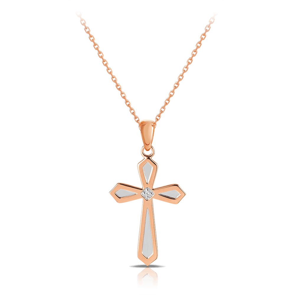 Vintage Inspired Religious Diamond Cross Pendant in 14k white gold (DP-1115)