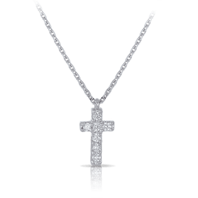 Diamond Cross Pendant in 9ct White Gold TDW 0.07ct - Wallace Bishop