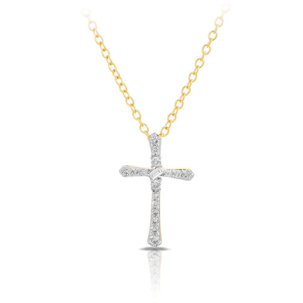 Diamond Cross Pendant in 9ct Yellow Gold - Wallace Bishop