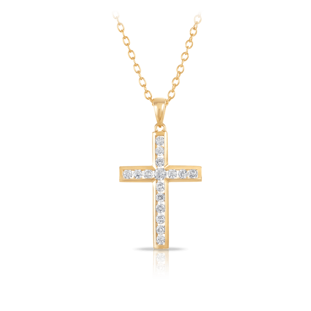 Diamond Cross Pendant in 9ct Yellow Gold - Wallace Bishop