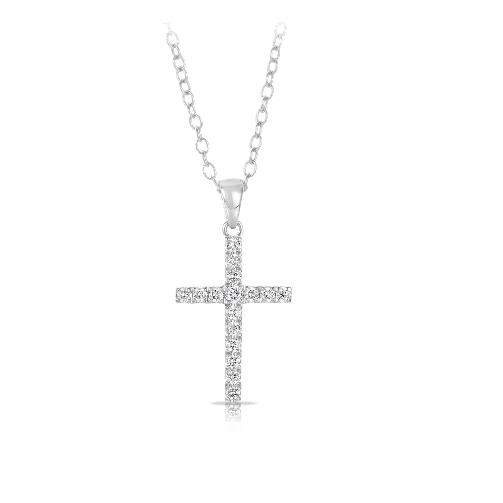 Diamond Cross Pendant set in 9ct White Gold. Total Diamond Weight 0.25ct - Wallace Bishop