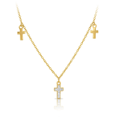 Diamond Cross Trio Necklace set in 9ct Yellow Gold - Wallace Bishop