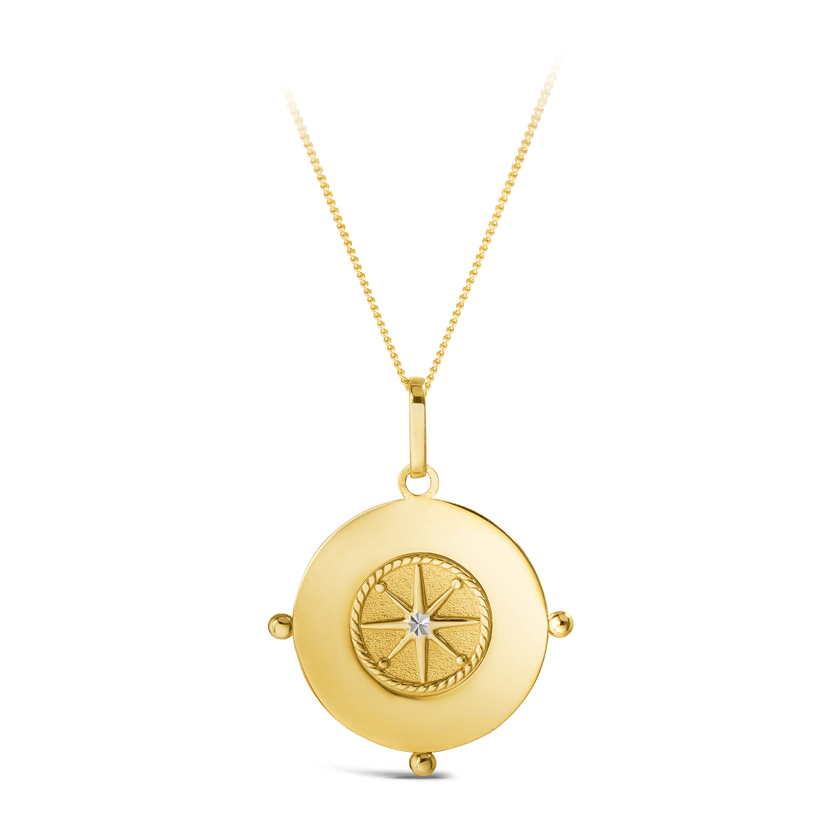 Diamond Cut Compass Pendant in 9ct Yellow Gold - Wallace Bishop
