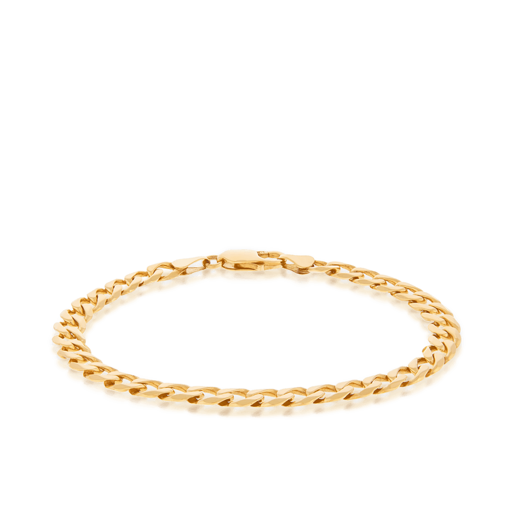 Diamond Cut Curb Men's Bracelet in 9ct Yellow Gold - Wallace Bishop