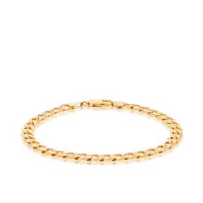 Diamond Cut Curb Men's Bracelet in 9ct Yellow Gold - Wallace Bishop