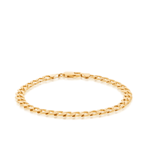 Diamond Cut Curb Men s Bracelet in 9ct Yellow Gold