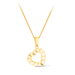 Diamond Cut Open Heart Shape Pendant in 9ct Yellow Gold - Wallace Bishop