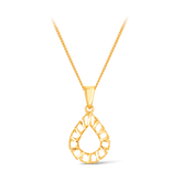 Diamond Cut Open Pear Shape Pendant in 9ct Yellow Gold - Wallace Bishop