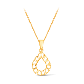Diamond Cut Open Pear Shape Pendant in 9ct Yellow Gold - Wallace Bishop
