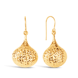 Diamond Cut Pear Drop Earrings in 9ct Yellow Gold - Wallace Bishop