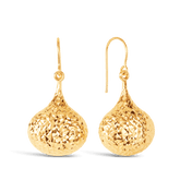 Diamond Cut Pear Drop Earrings in 9ct Yellow Gold - Wallace Bishop