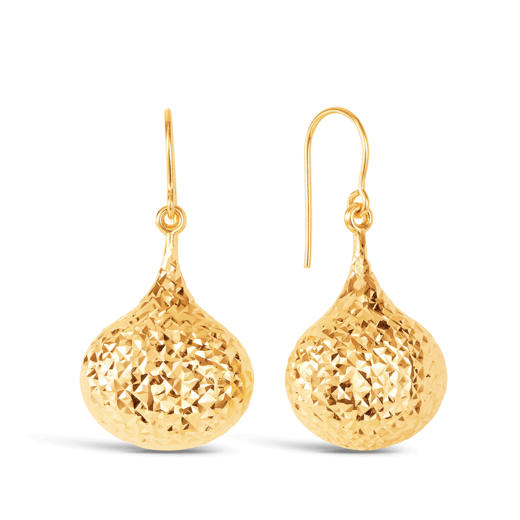 Diamond Cut Pear Drop Earrings in 9ct Yellow Gold - Wallace Bishop