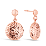 Diamond Cut Round Drop Earrings in 9ct Rose Gold - Wallace Bishop