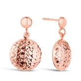 Diamond Cut Round Drop Earrings in 9ct Rose Gold - Wallace Bishop