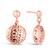 Diamond Cut Round Drop Earrings in 9ct Rose Gold - Wallace Bishop