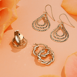 Diamond Cut Triple Pear Drop Earrings in 9ct Yellow Gold - Wallace Bishop