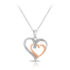 Diamond Double Hearts Pendant in 9ct White and Rose Gold - Wallace Bishop
