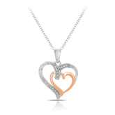 Diamond Double Hearts Pendant in 9ct White and Rose Gold - Wallace Bishop