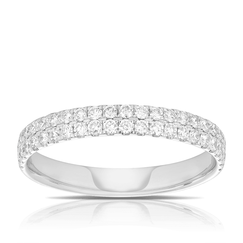Diamond Double Row Band in 18ct White Gold TGW 0.50ct - Wallace Bishop