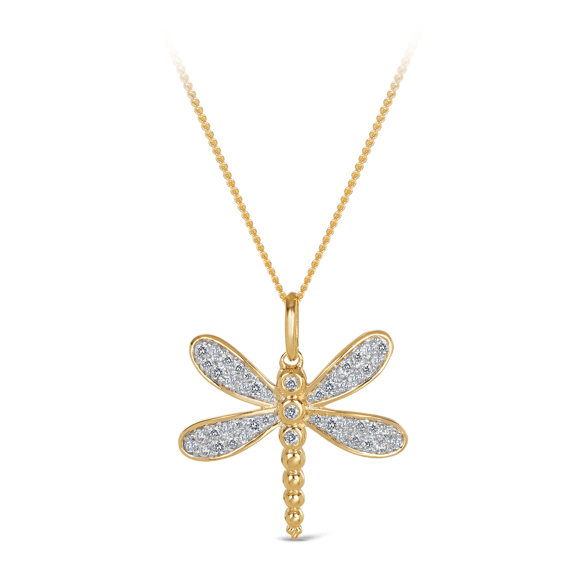 Diamond Dragonfly Pendant in 9ct Yellow Gold - Wallace Bishop